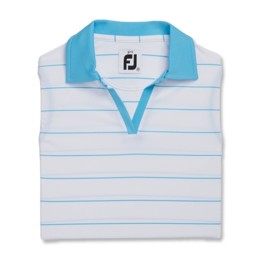 フットジョイ ノースリーブシャツ ジュニアガール ホワイト-アクア