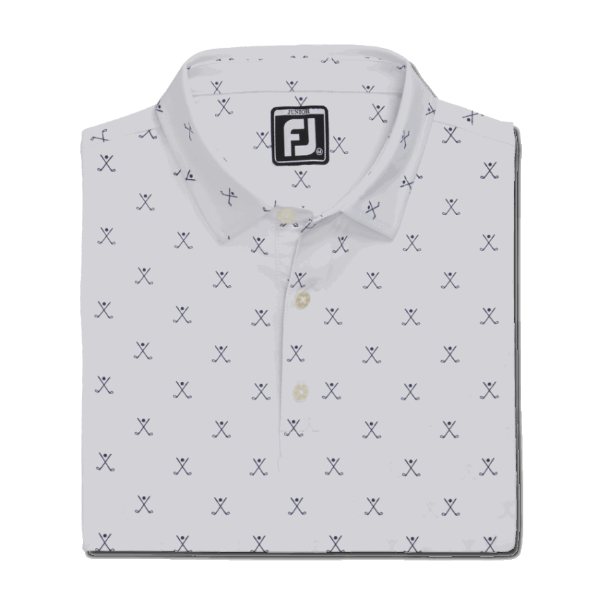 ゴルフ プリント シャツ ジュニア ホワイト フットジョイ