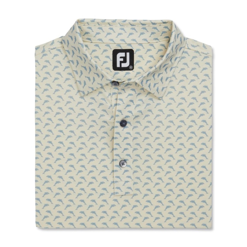 Footjoy アスレチック フィット ライル リーピング イルカ プリント セルフ カラー レモネード ダブ グレー