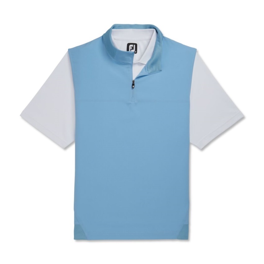 ダスクブルーフットジョイストレッチウーブンベストニットアクセント