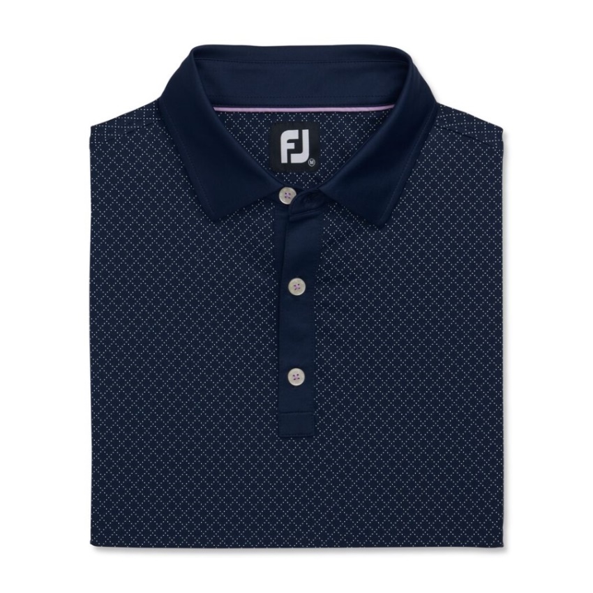 Footjoy ネイビー ダイヤモンド ドット プリント ライル セルフ カラー