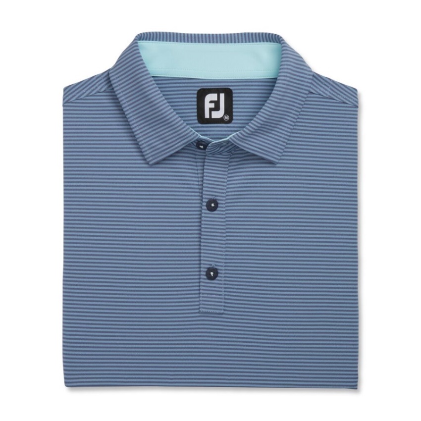 Bluestone-denim Footjoy フィーダー ストライプ ミックス ストレッチ ピケ セルフ カラー