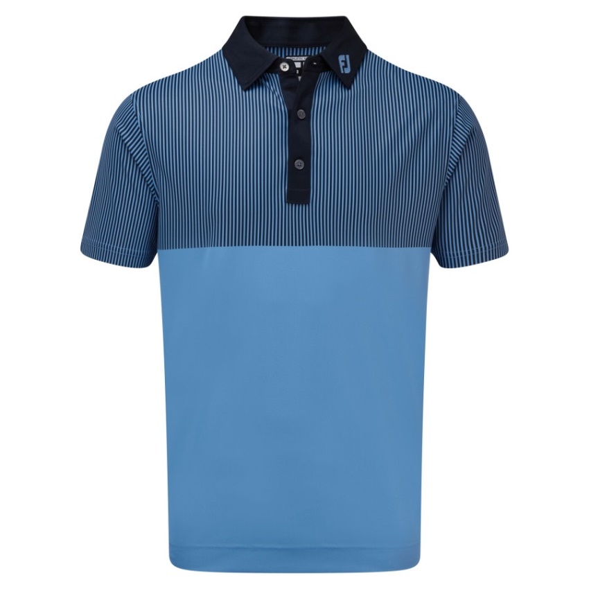 スムース ピケ エンジニアリング バーティカル プリント フットジョイ ラグーンネイビー